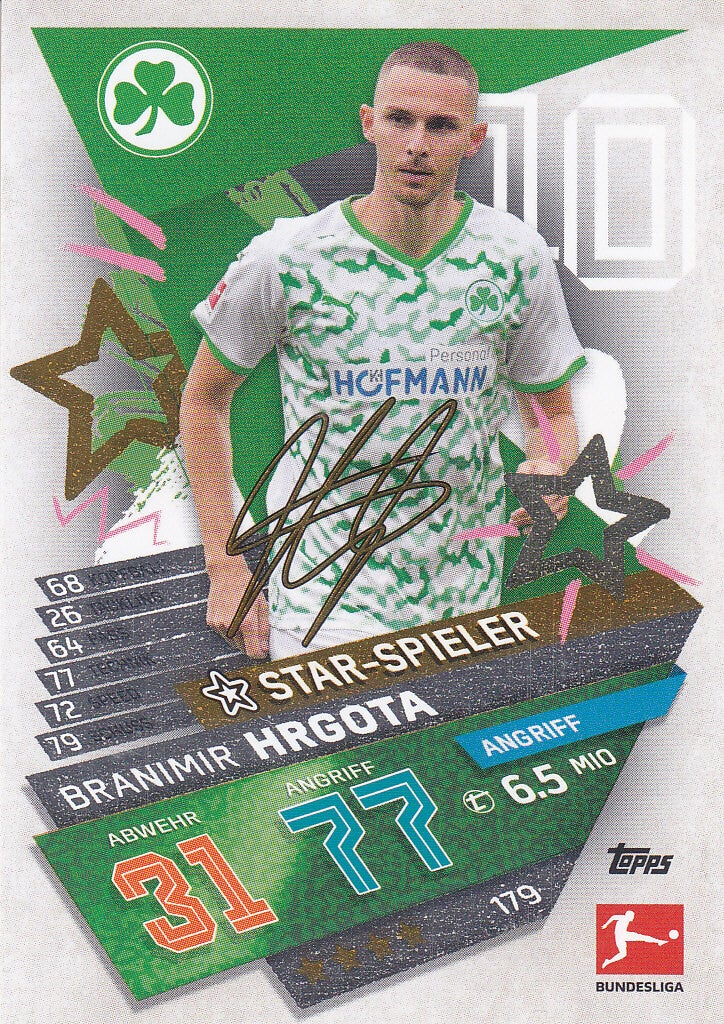 Branimir Hrgota / SpVgg Greuther Fürth / Topps Match Attax 2021 / Star-Spieler / Nr. 179