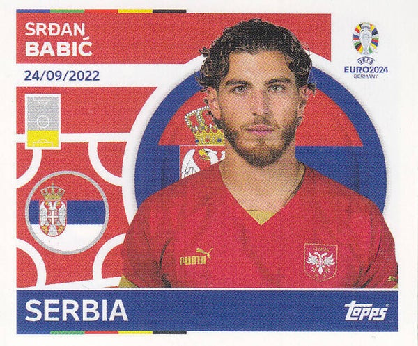 Srdan Babic / Serbien / Topps EM 2024 / Basis Bild / Nr. SRB 10