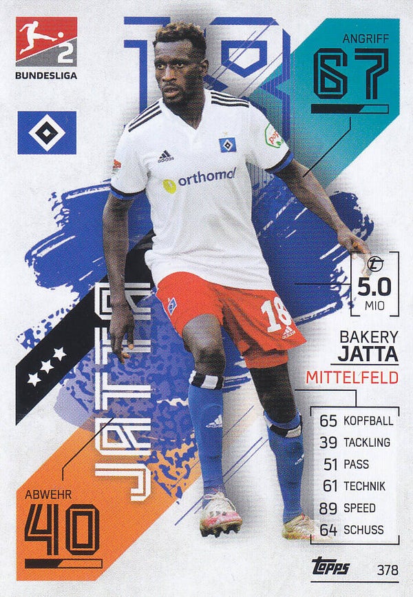 Bakery Jatta / Hamburger SV / Topps Match Attax 2021 / Basis Karte / Nr.378