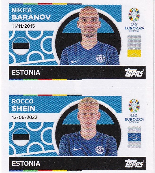 Nikita Baranov & Rocco Shein / Estland / Topps EM 2024 / Basis Doppelbild / Nr. EST 10 EST 11