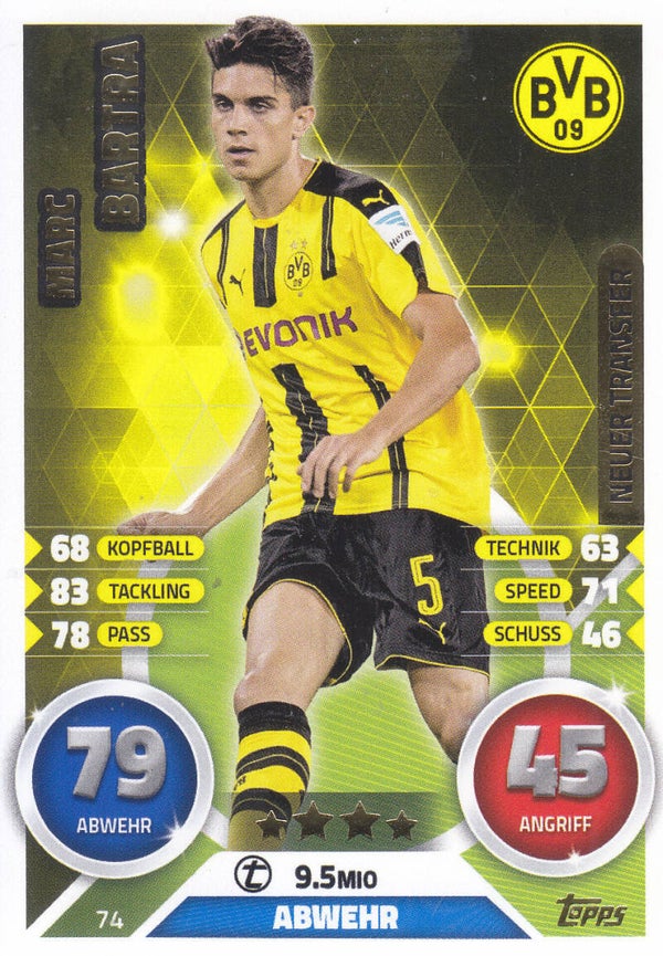Marc Bartra / Borussia Dortmund / Topps Match Attax 2016 / Neuer Transfer / Nr.74