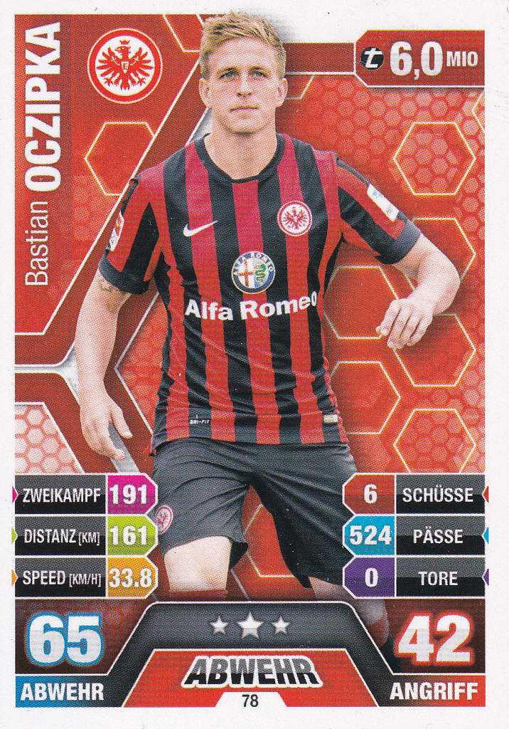 Bastian Oczipka - Eintracht Frankfurt - Topps Match Attax 2014 - Basis Karte - Nr. 78