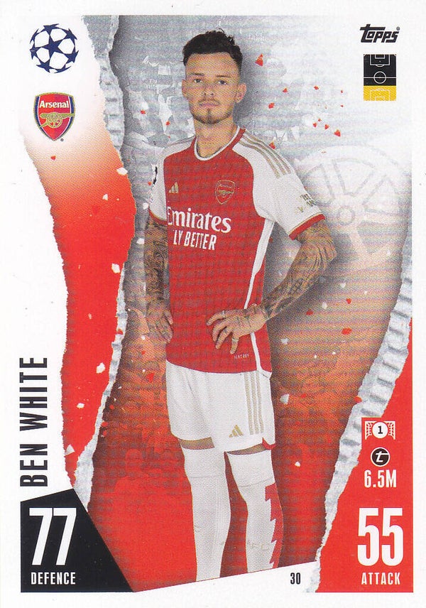 Ben White / Arsenal London / Topps Champions League 2023 / Basis Karte / Nr. 30