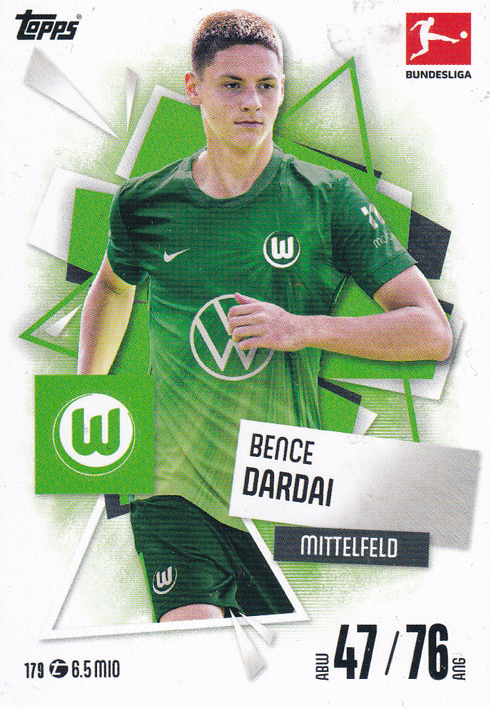 Bence Dardai - VFL Wolfsburg - Topps Match Attax 2025 - Basis Karte - Nr. 179