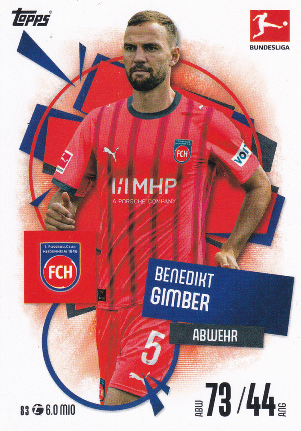 Benedikt Gimber 1.FC Heidenheim - Topps Match Attax 2025 - Basis Karte- Nr. 83
