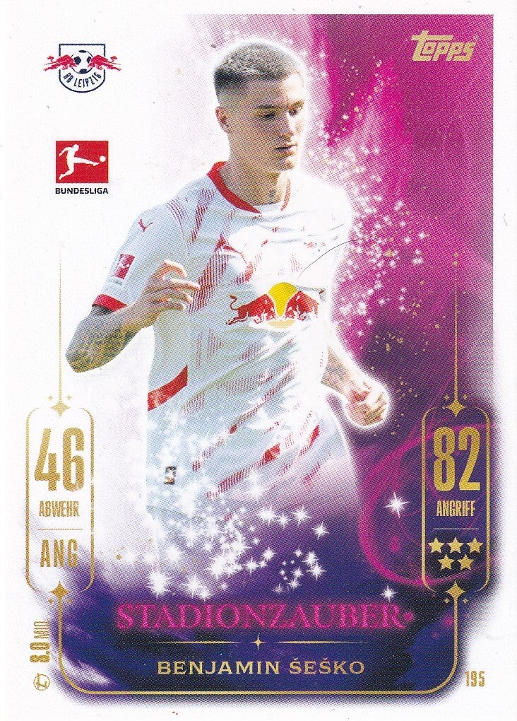 Benjamin Sesko / RB Leipzig / Topps Match Attax 2024 / Stadionzauber / Nr. 195