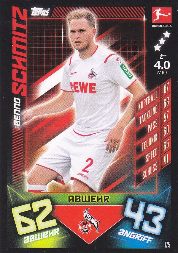 Benno Schmitz / 1.FC Köln / Topps Match Attax 2019 / Basis Karte / Nr. 175