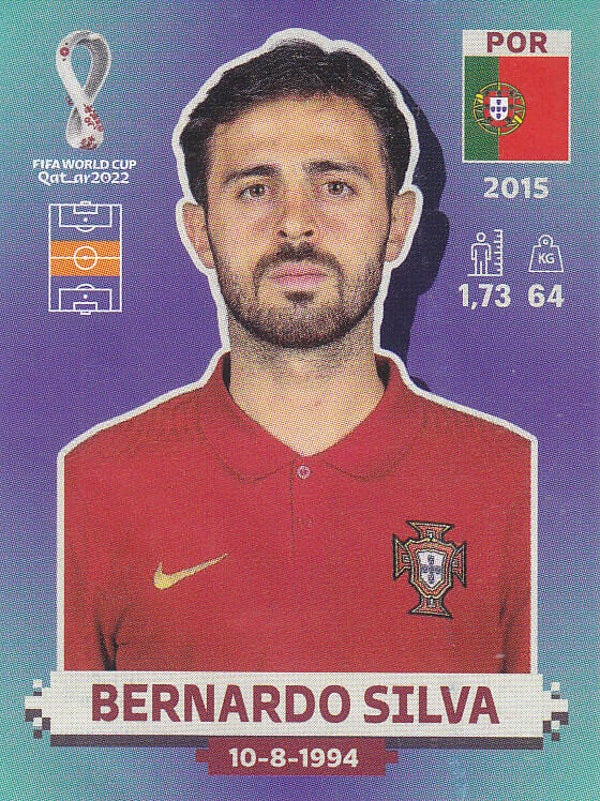 Bernardo Silva / Portugal / Panini WM 2022 / Basis Bild / Nr. POR 11