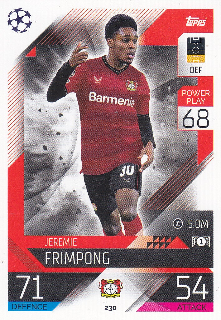 Jeremie Frimpong / Bayer Leverkusen / Topps Champions League 2022 / Basis Karte / Nr.230