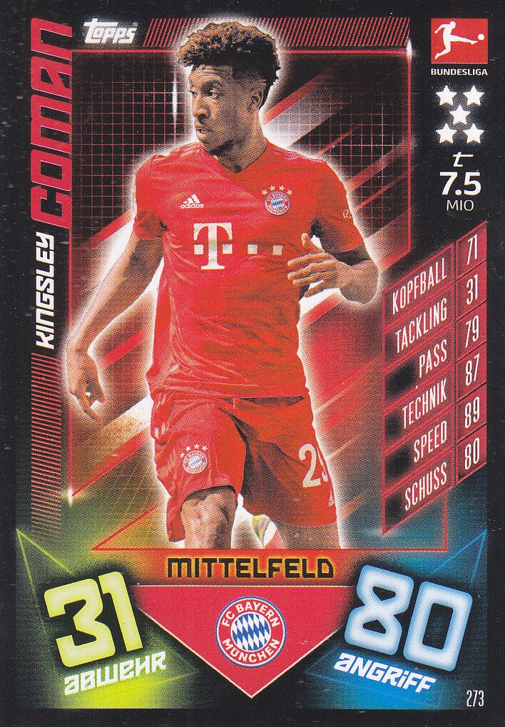 Kingsley Coman / FC Bayern München / Topps Match Attax 2019 / Basis Karte / Nr. 273