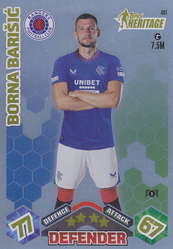 Borna Barisic / Glasgow Rangers / Topps Champions League 2023 / Heritage / Nr. 481