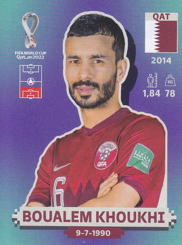 Boualem Khoukhi / Qatar / Panini WM 2022 / Basis Bild / Nr. QAT 9