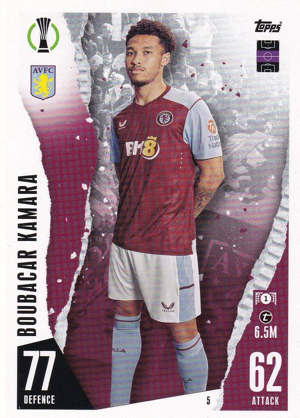 Boubacar Kamara / Aston Villa / Topps Champions League 2023 / Basis Karte / Nr. 5