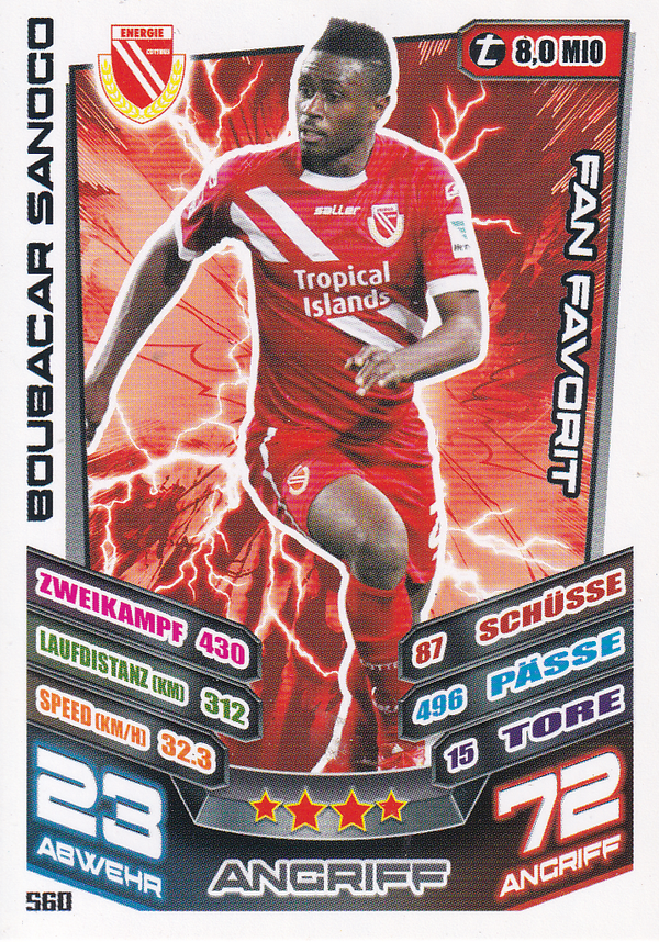 Boubacar Sanogo - Energie Cottbus - Topps Match Attax 2013 - Fan Favorit - Nr. 560