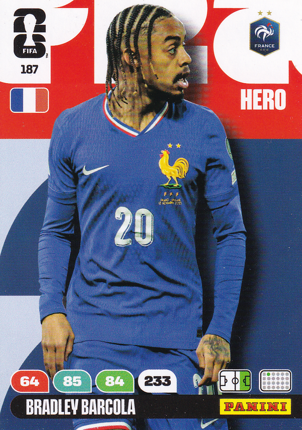Bradley Barcola - Frankreich - Panini WM 2026 - Hero - Nr. 187