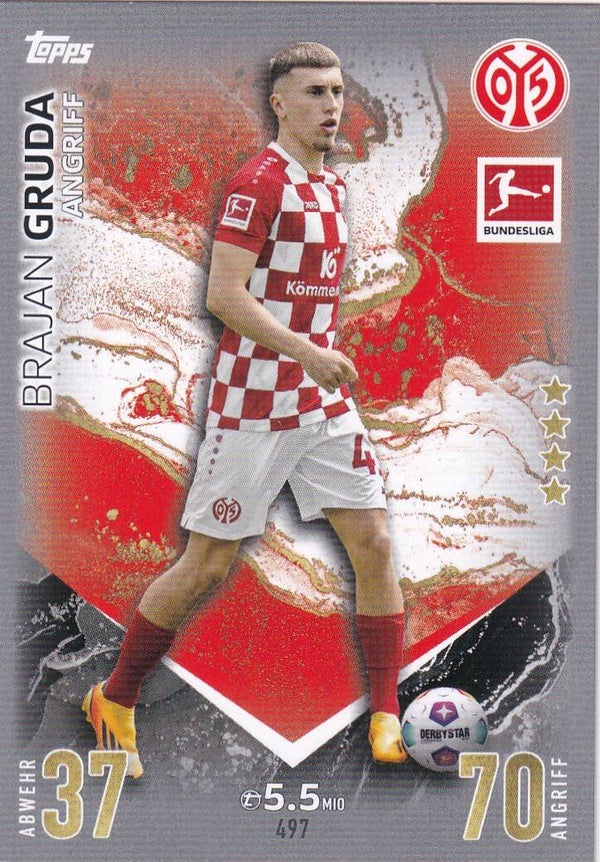 Brajan Gruda / 1.FSV Mainz 05 / Topps Match Attax 2023 / Basis Karte / Nr. 497