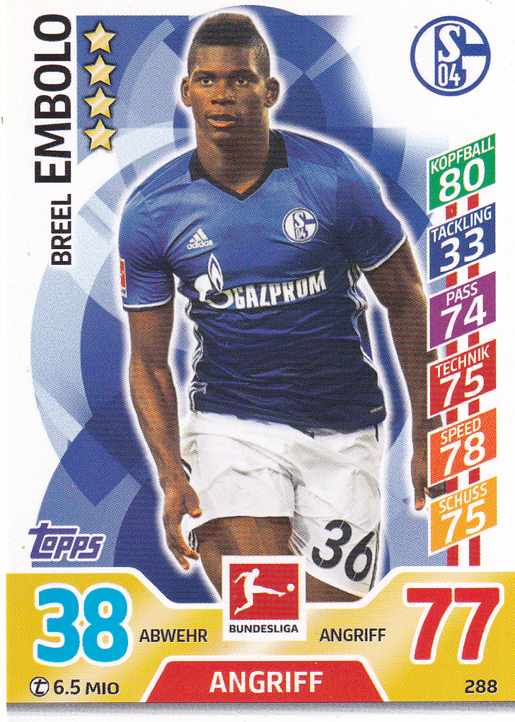 Breel Embolo - FC Schalke 04 - Topps Match Attax 2017 - Basis Karte - Nr. 288