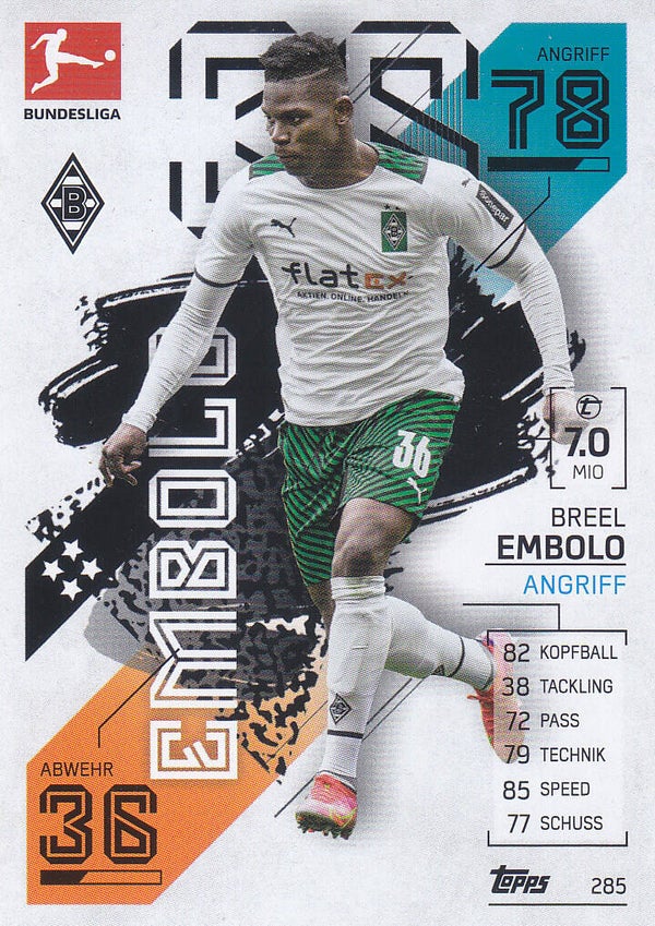 Breel Embolo / Borussia Mönchengladbach / Topps Match Attax 2021 / Basis Karte / Nr. 285