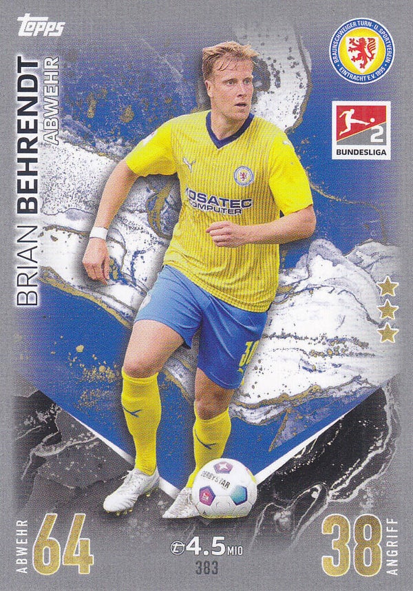 Brian Behrendt / Eintracht Braunschweig / Topps Match Attax 2023 / Basis Karte / Nr.383