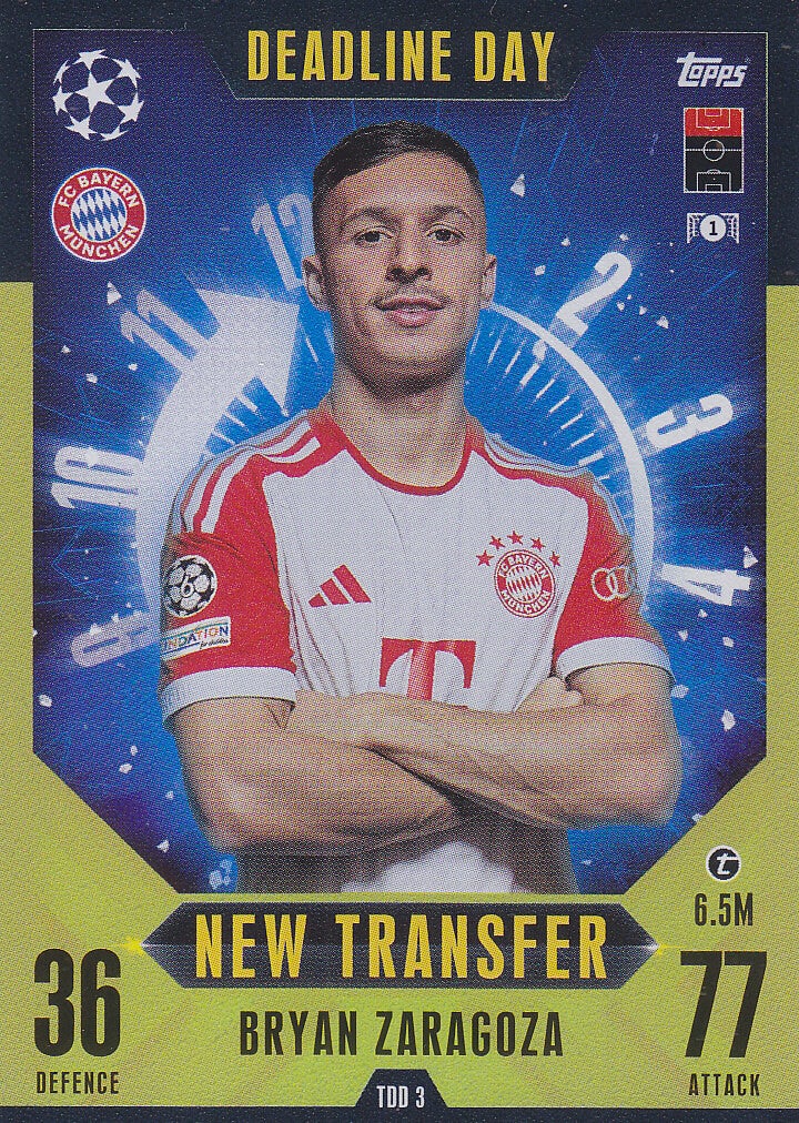 Bryan Zaragoza / FC Bayern München / Topps Champions League Extra / Deadline Day New Transfer Nr. TOD 3
