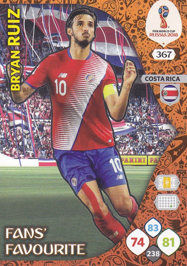 Bryan Ruiz / Costa Rica / Panini WM 2018 / Fans Favourite / Nr. 367