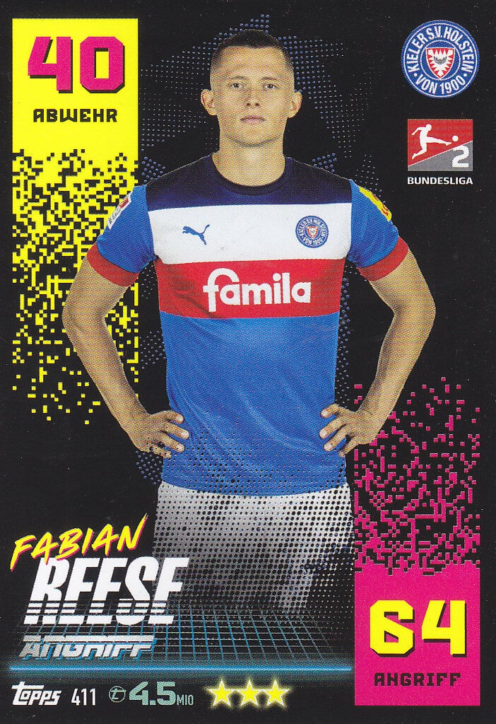 Fabian Reese / Holstein Kiel / Topps Match Attax 2022 / Basis Karte / Nr. 411