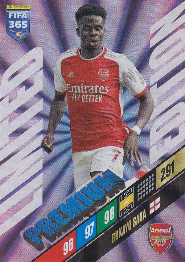 Bukayo Saka / Arsenal London /  Panini Fifa 365 Jahr 2024 / Limited Edition Premium Karte / LE