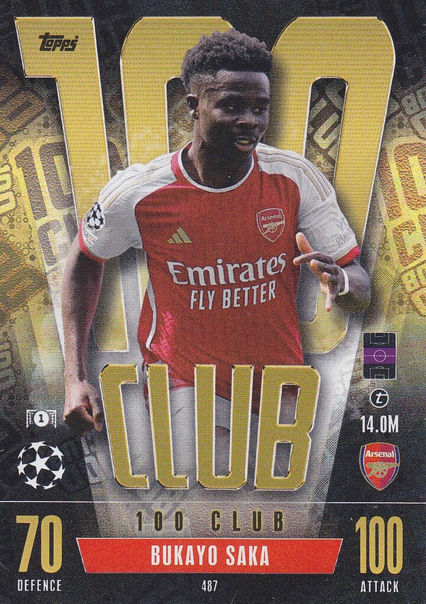 Bukayo Sako / Arsenal London / Topps Champions League 2023 / Club 100 Karte / Nr.487