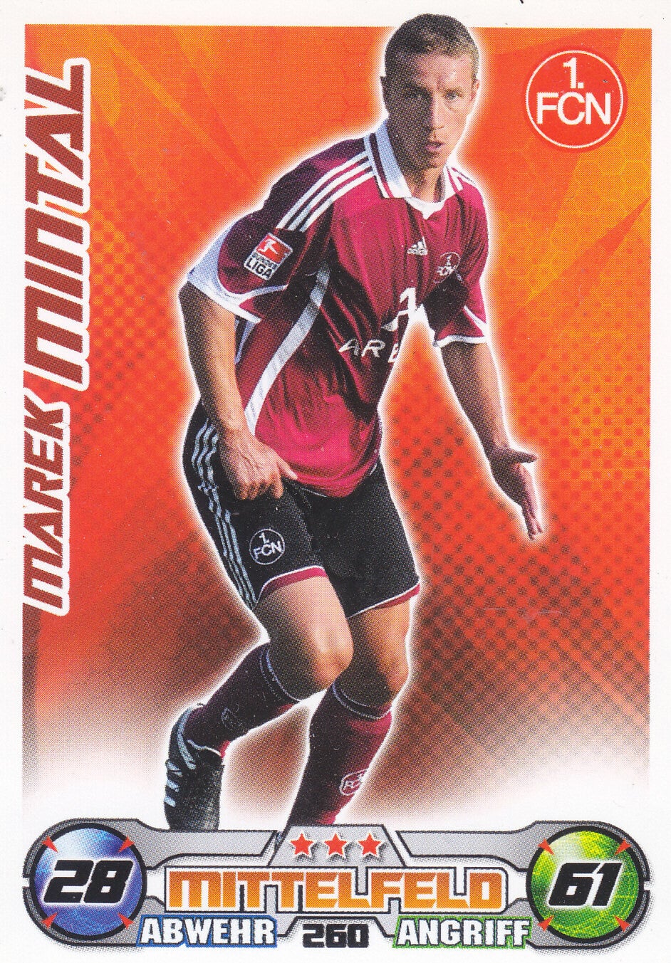 Marek Mintal / 1.FC Nürnberg / Topps Match Attax 2009 / Basis Karte / Nr.260