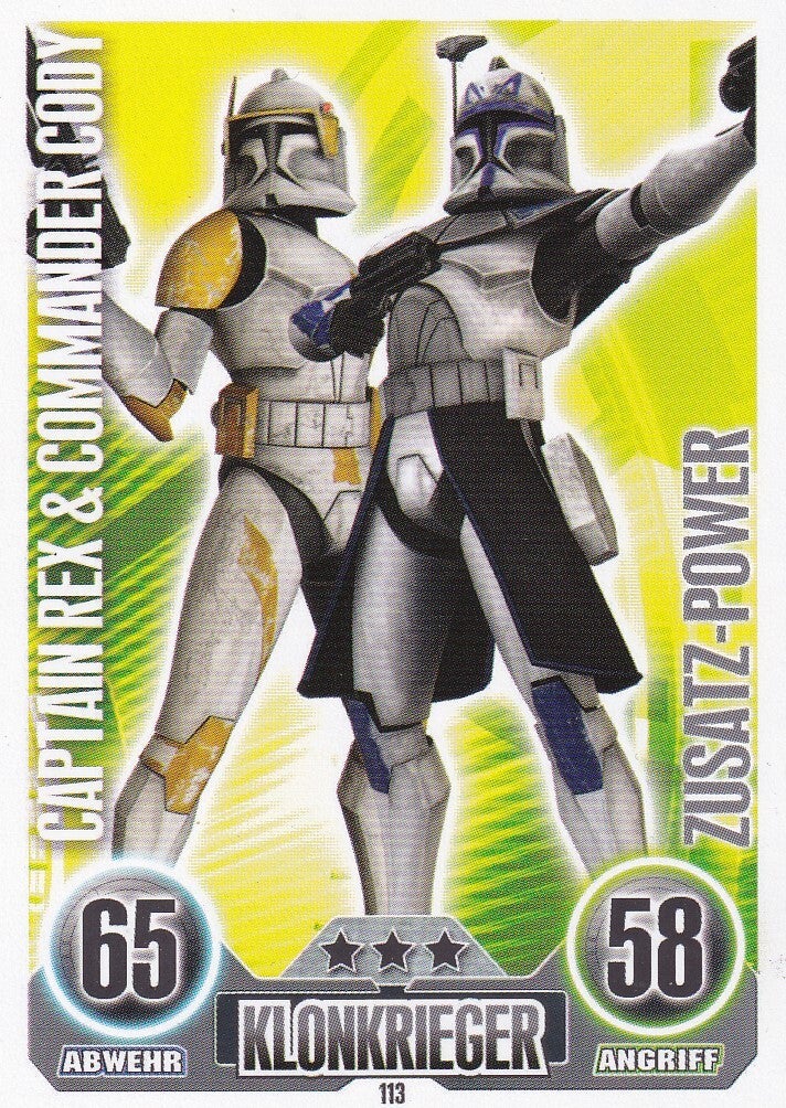Captain Rex & Commander Cody / Topps Star Wars Force Attax 2010 / Klonkrieger / Die Republik / Zusatz Power / Nr. FA 113