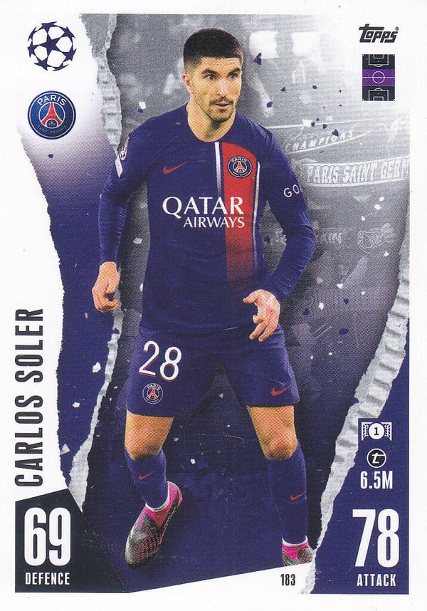 Carlos Soler / Paris Saint Germain / Topps Champions League 2023 / Basis Karte / Nr. 183