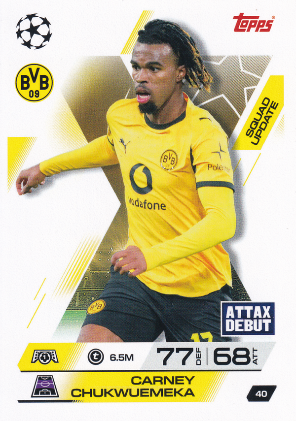 Carney Chukwuemeka - Borussia Dortmund - Topps Champions League Extra 2025 - Basis Karte - Nr. 40