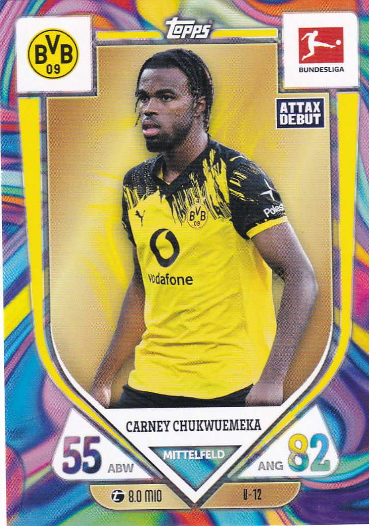 Carney Chukwuemeka - Borussia Dortmund - Topps Match Attax 2025 - Pink Edition - Attax Debüt - Nr. U-12