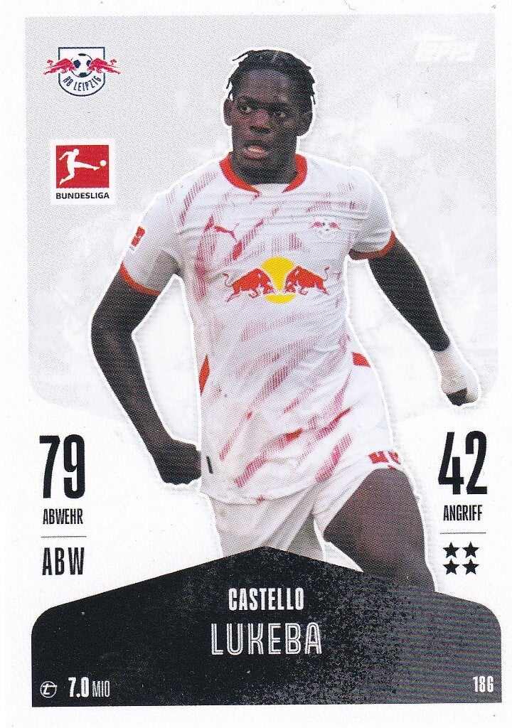 Castello Lukeba / RB Leipzig / Topps Match Attax 2024 / Basis Karte / Nr. 186