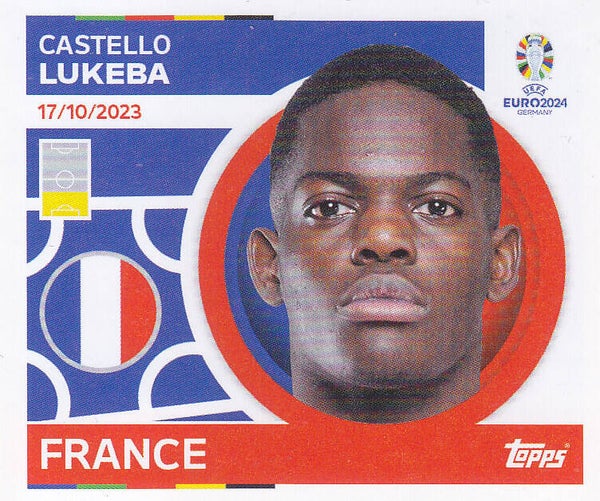 Castello Lukeba / Frankreich / Topps EM 2024 / Basis Bild / Nr. FRA 8