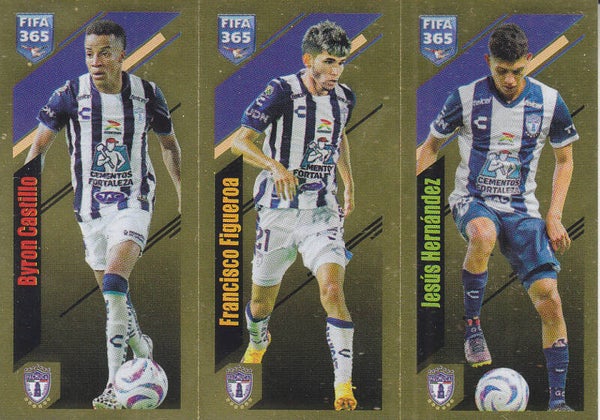 Byron Castillo Francisco Figueroa Jesus Hernandez / CF Pachuca / Triple Bild Gold Nr. 363a 363b 363c