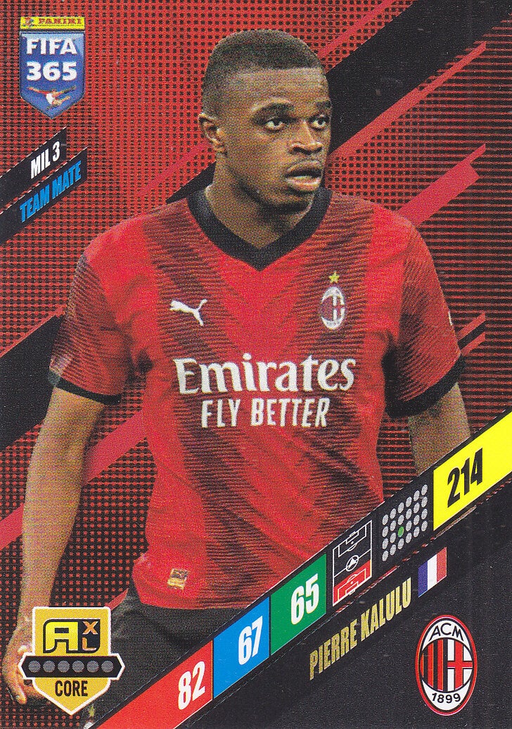 Pierre Kalulu / AC Mailand / Panini Fifa 365 Jahr 2024 / Team Mate Karte Icon Core / Nr. MIL3