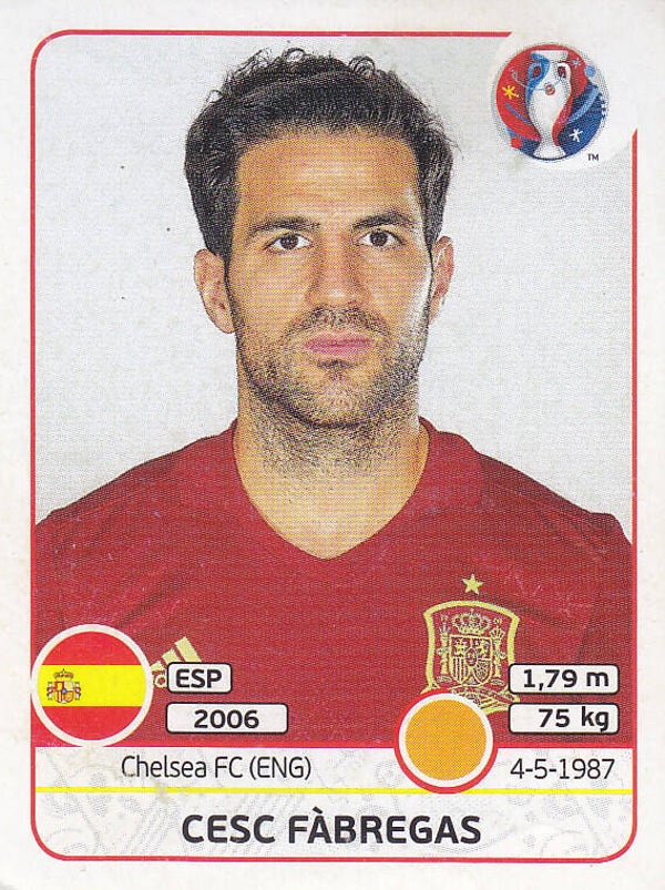 Cesc Fabregas / Spanien / Panini EM 2016 / Basis Bild / Nr.362