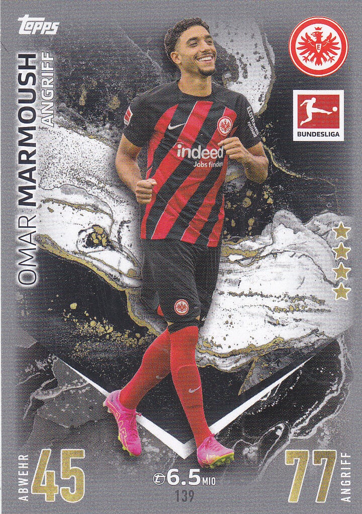 Omar Marmoush / Eintracht Frankfurt / Topps Match Attax 2023 / Basis Karte / Nr.139