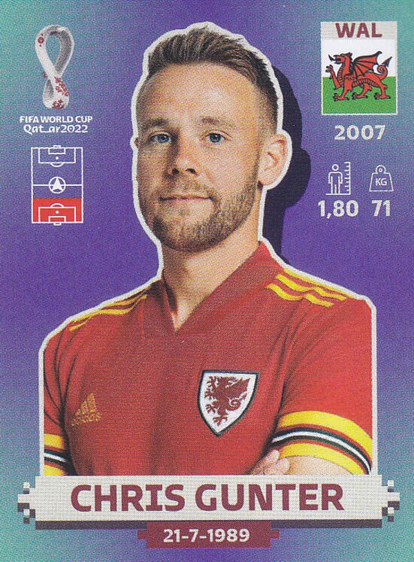 Chris Gunter / Wales / Panini WM 2022 / Basis Bild / Nr. WAL 7