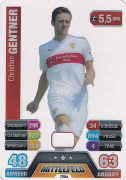 Christian Gentner / VFB Stuttgart / Topps Match Attax 2014 / Plastik Transparente Karte / Kapitän / Nr. 296 a