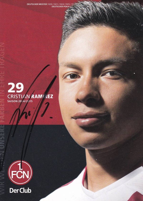 Cristan Ramirez / 1.FC Nürnberg Autogrammkarte 2014