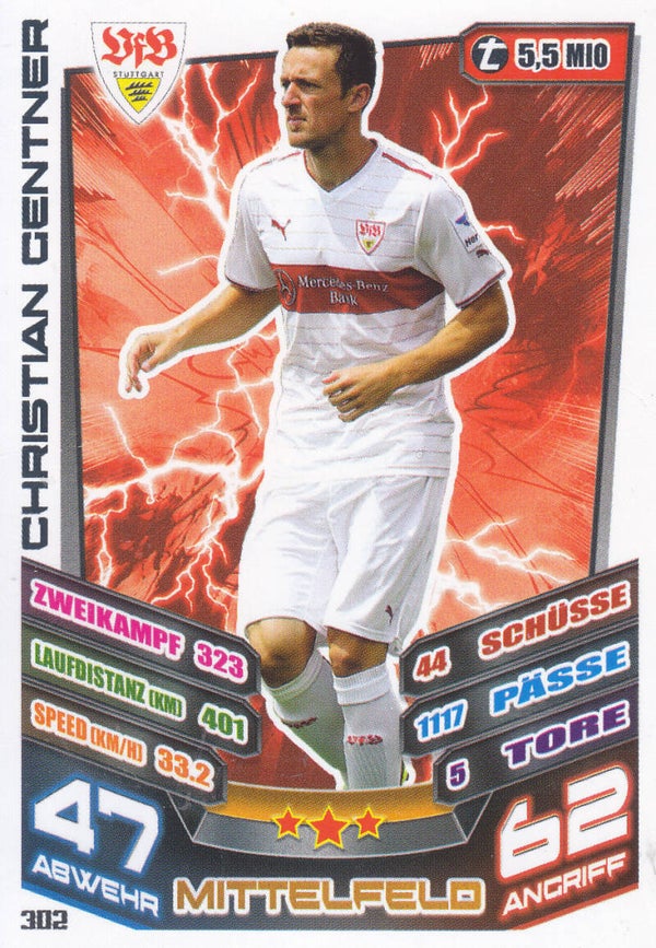 Christian Gentner / VFB Stuttgart / Topps Match Attax 2013 / Basis Karte / Nr. 302