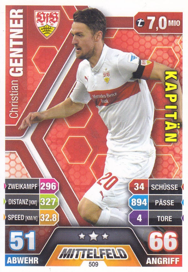 Christian Gentner / VFB Stuttgart / Topps Match Attax 2014 / Kapitän / Nr.509