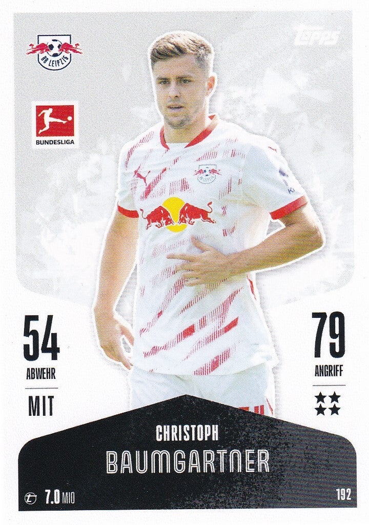 Christoph Baumgartner / RB Leipzig / Topps Match Attax 2024 / Basis Karte / Nr. 192