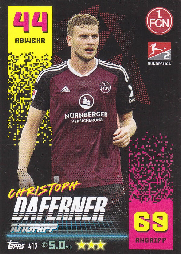 Christoph Daferner - 1.FC Nürnberg -  Topps Match Attax 2022 - Basis Karte - Nr. 417