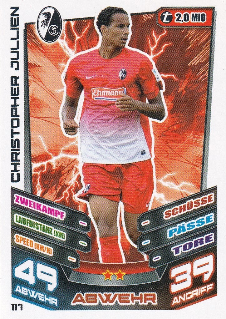 Christopher Jullien / SC Freiburg / Topps Match Attax 2013 / Basis Karte / Nr. 117
