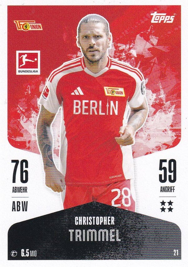Christopher Trimmel / 1.FC Union Berlin / Topps Match Attax 2024 / Basis Karte / Nr. 21