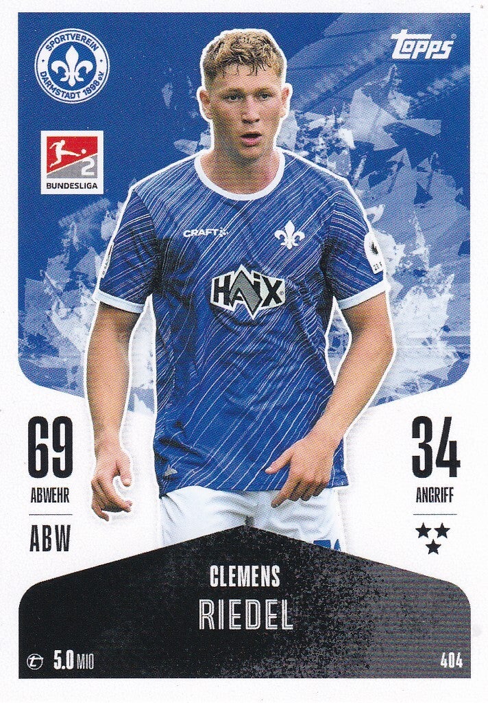 Clemens Riedel - SV Darmstadt 98 - Topps Match Attax 2024 - Basis Karte - Nr. 404