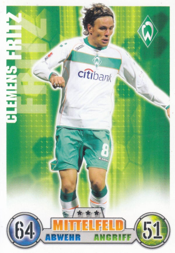 Clemens Fritz / SV Werder Bremen / Topps Match Attax 2008 / Basis Karte/  Nr.61